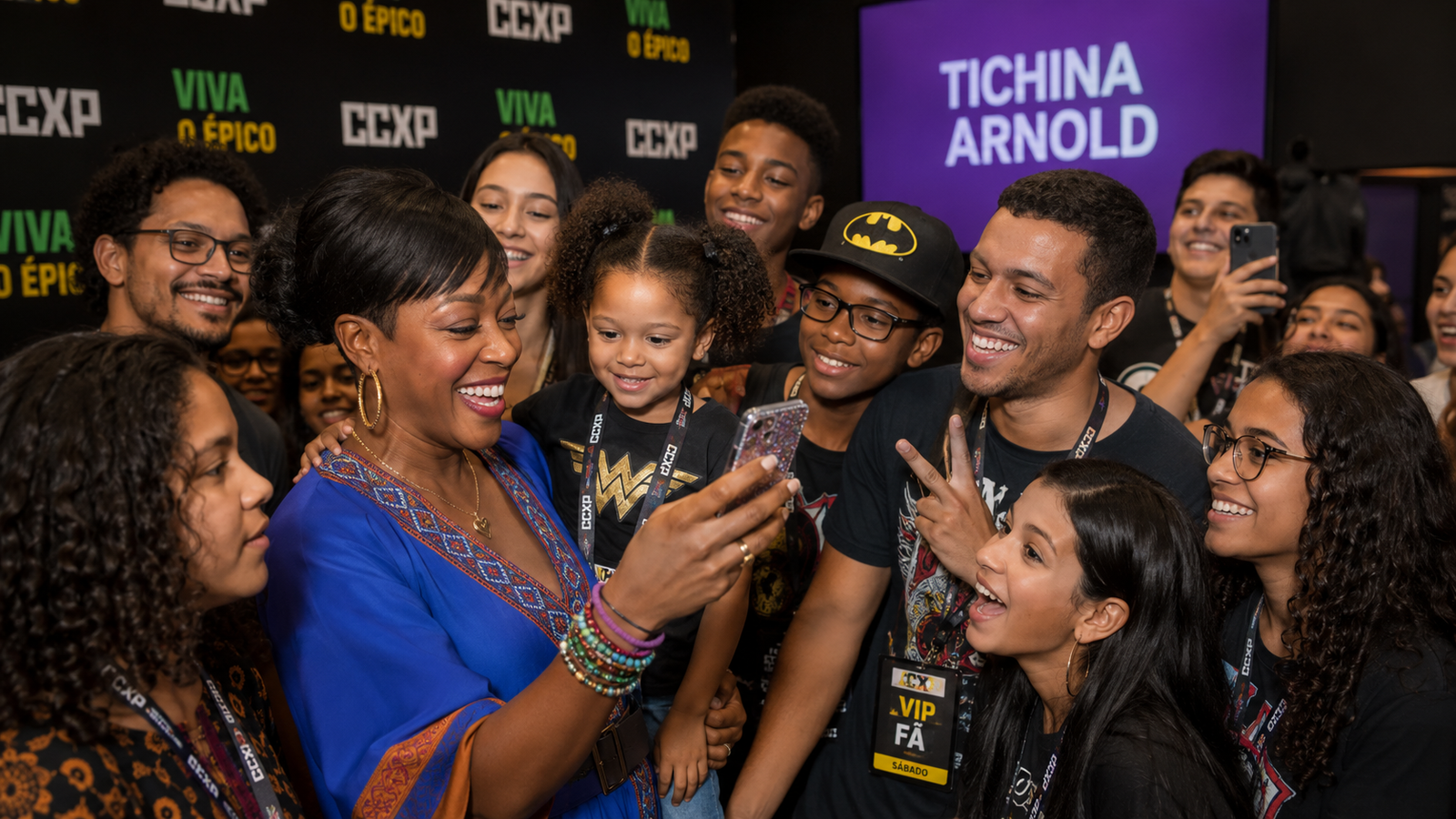 Tichina Arnold em evento no Brasil com fãs