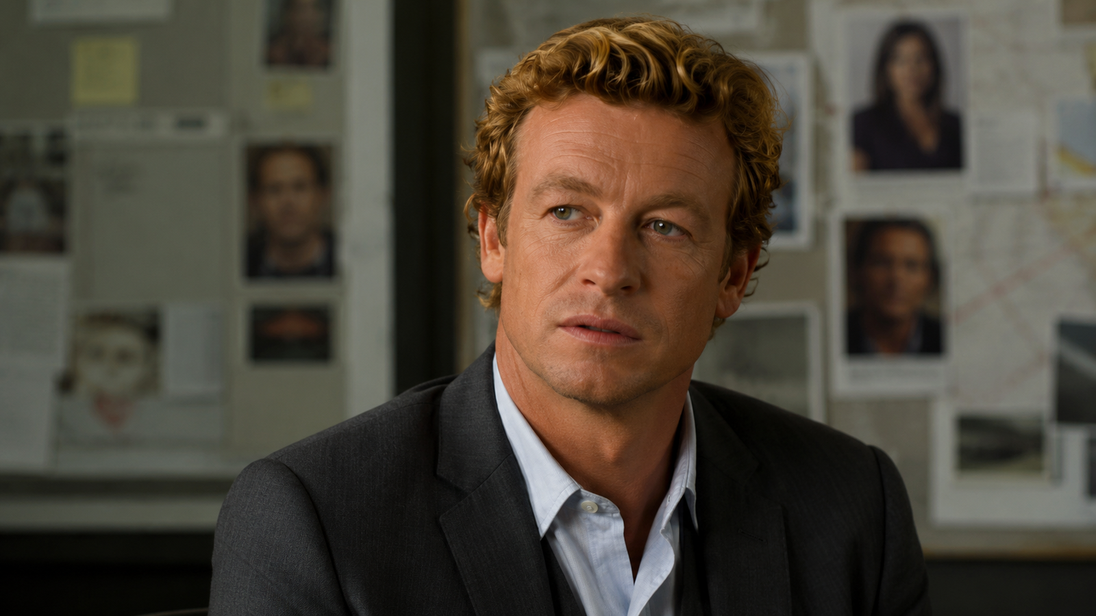 Simon Baker como Patrick Jane no escritório da CBI.