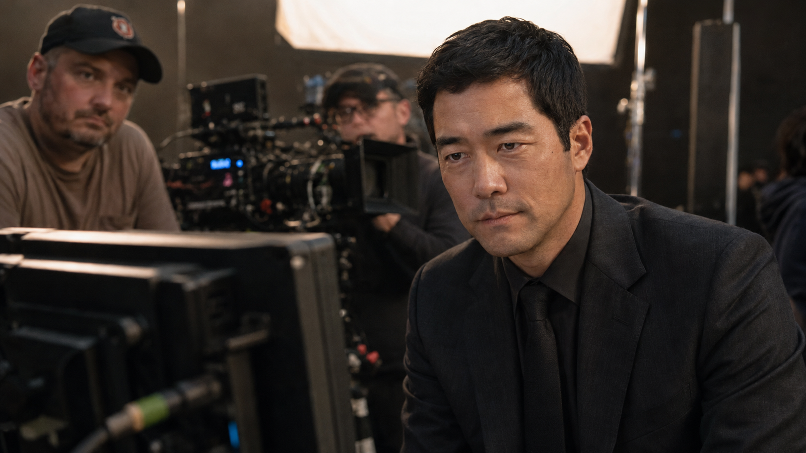 Tim Kang no set de filmagem atuando como diretor
