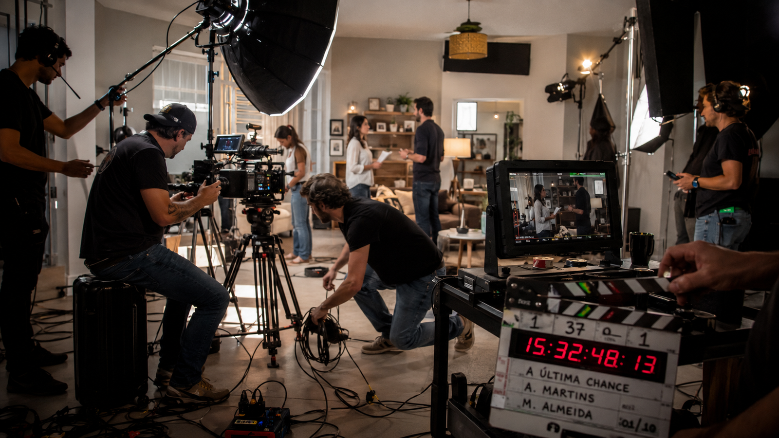 Equipe de filmagem de Todo Mundo Odeia o Chris em ação.
