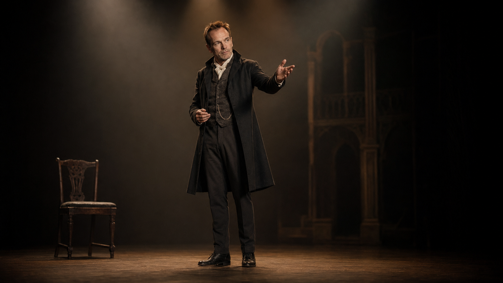 Jonny Lee Miller em cena teatral.