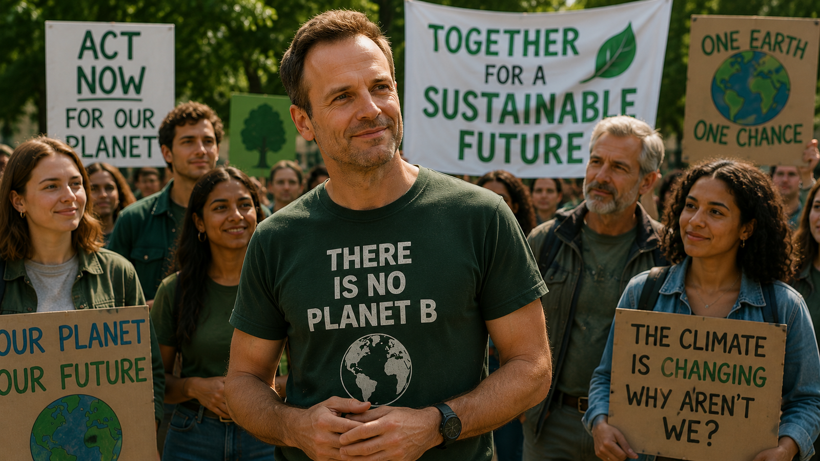 Jonny Lee Miller em evento de sustentabilidade.