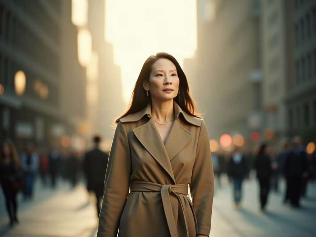 Lucy Liu caminhando pelas ruas de Nova York