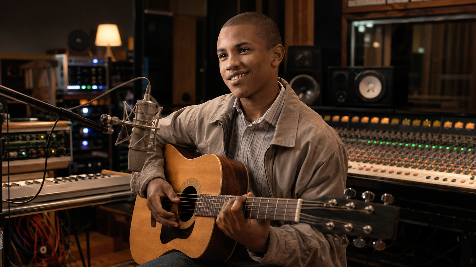 Tequan Richmond em estúdio de gravação moderno