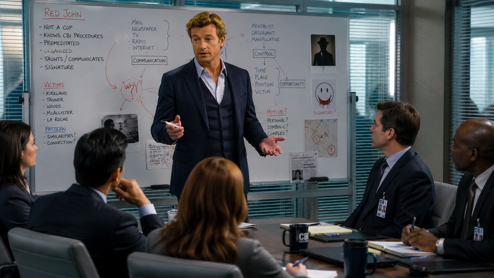 Patrick Jane apresentando teoria na CBI