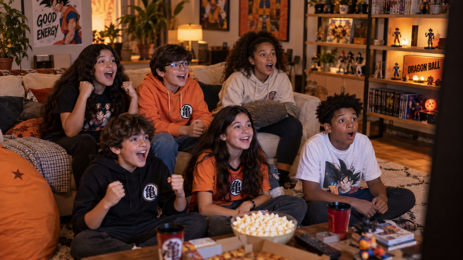 Jovens assistindo Dragon Ball nos anos 90