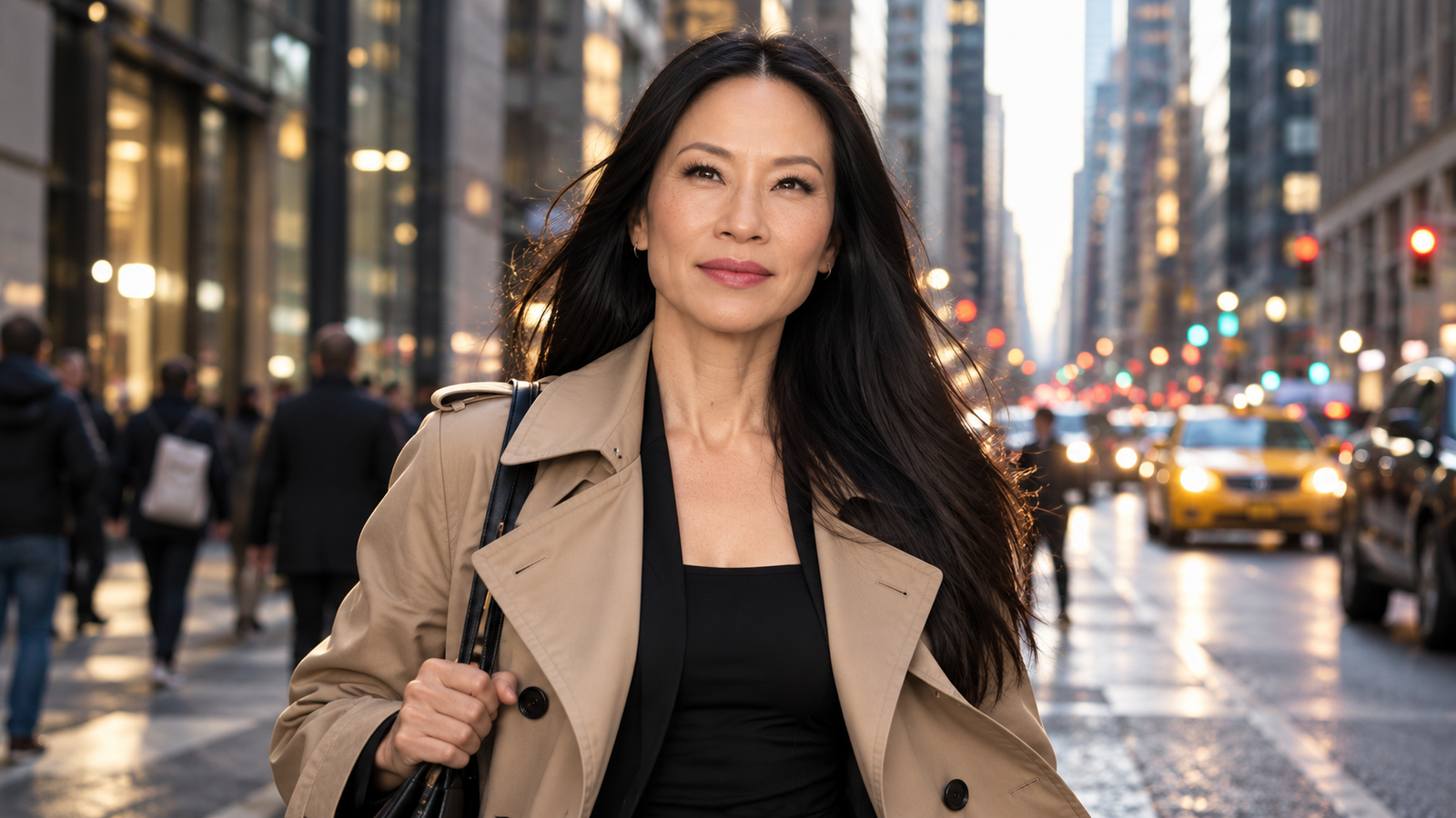 Joan Watson caminhando em Nova York