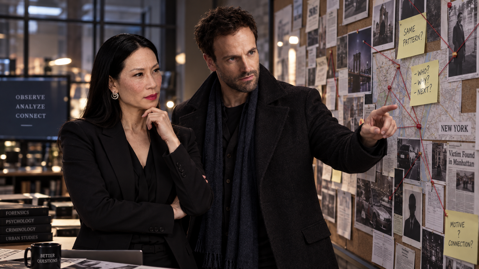 Sherlock e Joan em análise de caso.